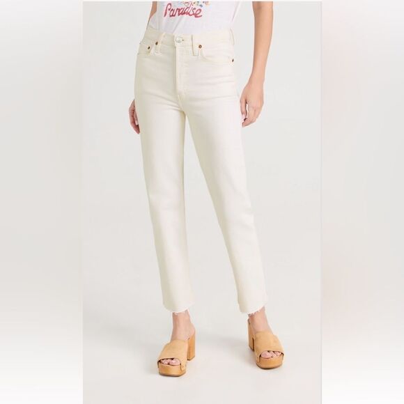 NWT RE/DONE 70s Stove Pipe Straight Leg jeans in Vintage White - Picture 3 of 7